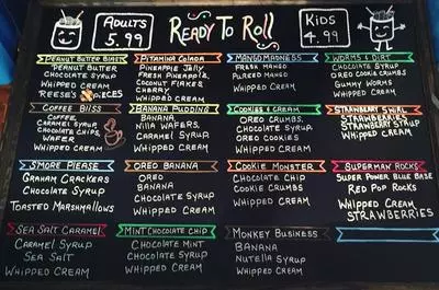 Toasted and Rolled ice cream menu