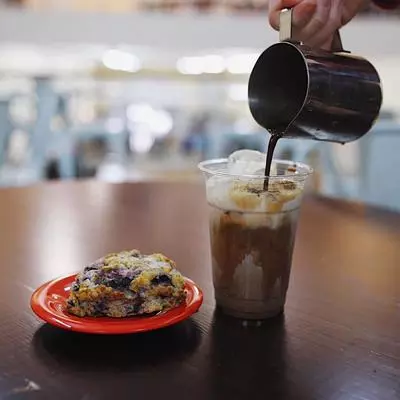 Iced coffee and a scone