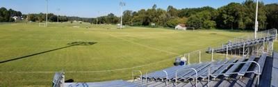 View of soccer field from bleachers