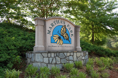 Martha's Park sign with butterfly | City of Morganton, NC - Parks and Recreation Department