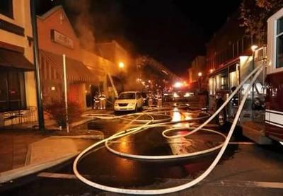 Firefighters responding to a fire
